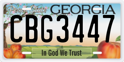 GA license plate CBG3447
