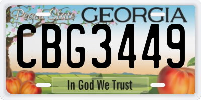 GA license plate CBG3449