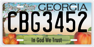 GA license plate CBG3452