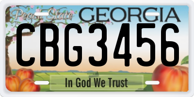 GA license plate CBG3456