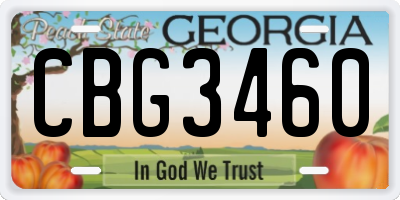 GA license plate CBG3460