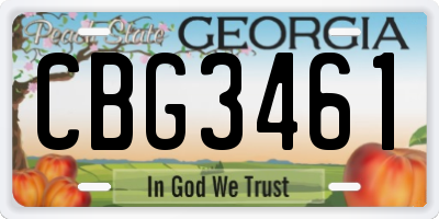 GA license plate CBG3461