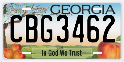 GA license plate CBG3462