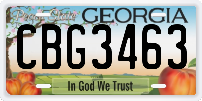 GA license plate CBG3463