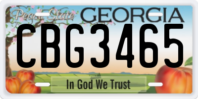 GA license plate CBG3465