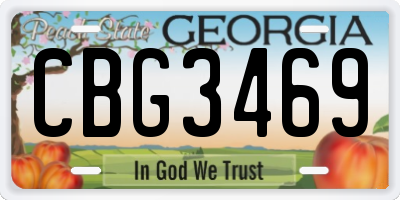 GA license plate CBG3469