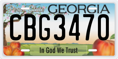 GA license plate CBG3470