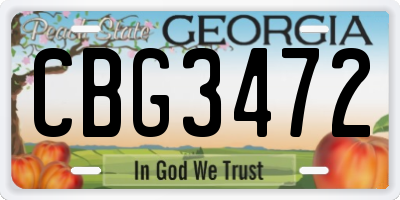 GA license plate CBG3472
