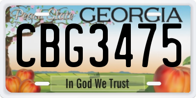 GA license plate CBG3475