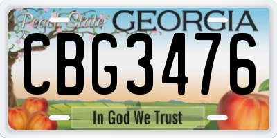 GA license plate CBG3476