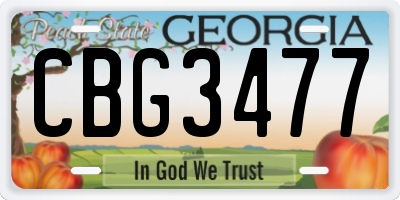 GA license plate CBG3477