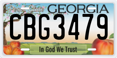 GA license plate CBG3479