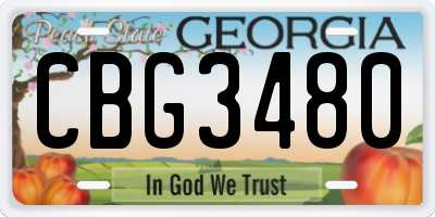 GA license plate CBG3480