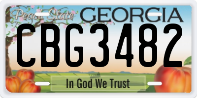 GA license plate CBG3482