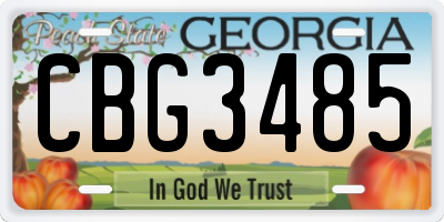 GA license plate CBG3485