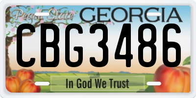 GA license plate CBG3486