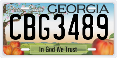 GA license plate CBG3489
