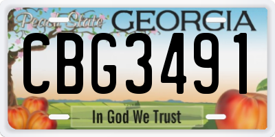 GA license plate CBG3491