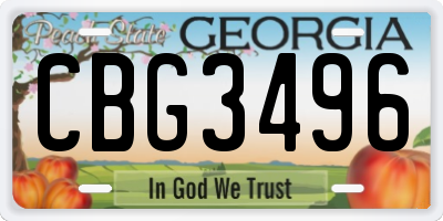 GA license plate CBG3496