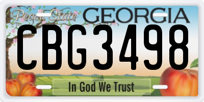 GA license plate CBG3498