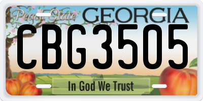 GA license plate CBG3505