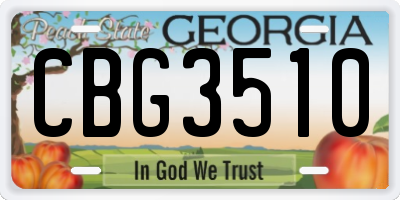 GA license plate CBG3510