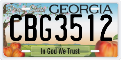GA license plate CBG3512