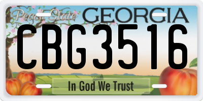GA license plate CBG3516