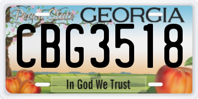 GA license plate CBG3518