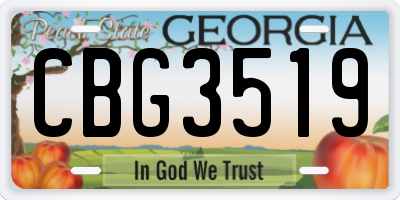 GA license plate CBG3519