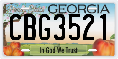 GA license plate CBG3521