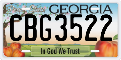 GA license plate CBG3522