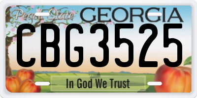GA license plate CBG3525
