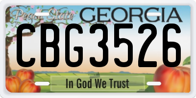 GA license plate CBG3526