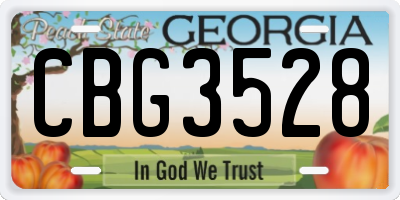 GA license plate CBG3528