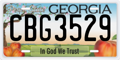 GA license plate CBG3529