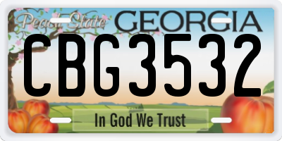 GA license plate CBG3532