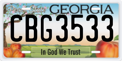 GA license plate CBG3533