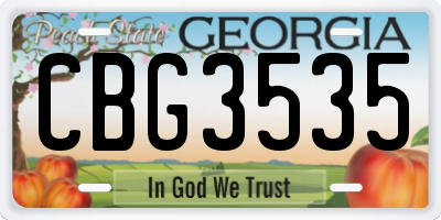 GA license plate CBG3535