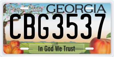 GA license plate CBG3537