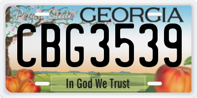 GA license plate CBG3539