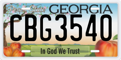 GA license plate CBG3540