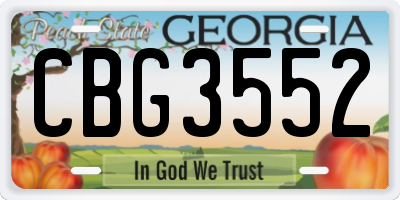 GA license plate CBG3552