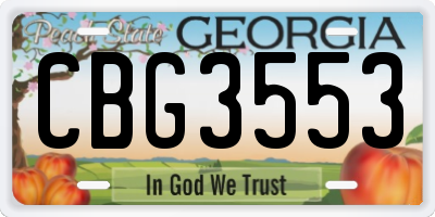 GA license plate CBG3553