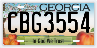 GA license plate CBG3554