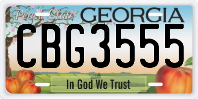 GA license plate CBG3555