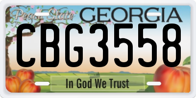 GA license plate CBG3558
