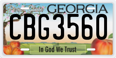 GA license plate CBG3560