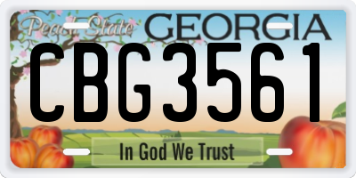 GA license plate CBG3561