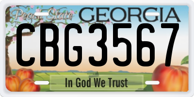 GA license plate CBG3567